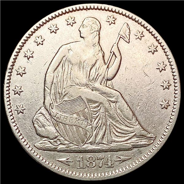 1874 Seated Liberty Half Dollar CHOICE AU