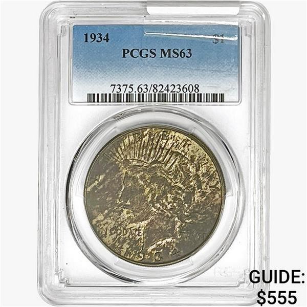 1934 Silver Peace Dollar PCGS MS63