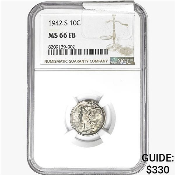 1942-S Mercury Silver Dime NGC MS66 FB