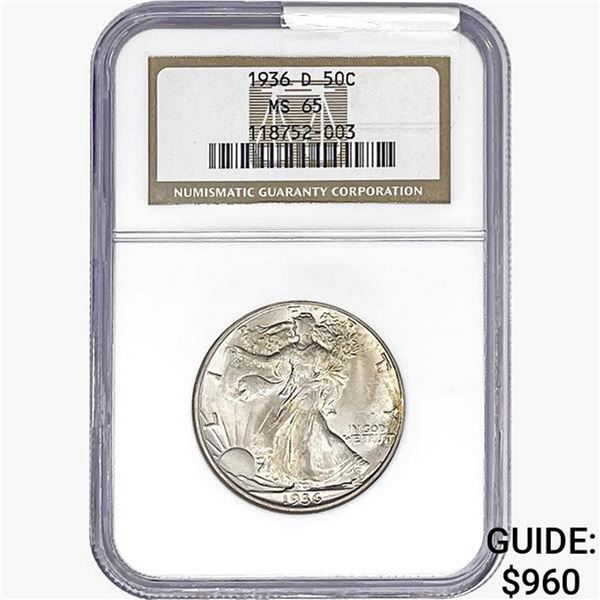 1936-D Walking Liberty Half Dollar NGC MS65