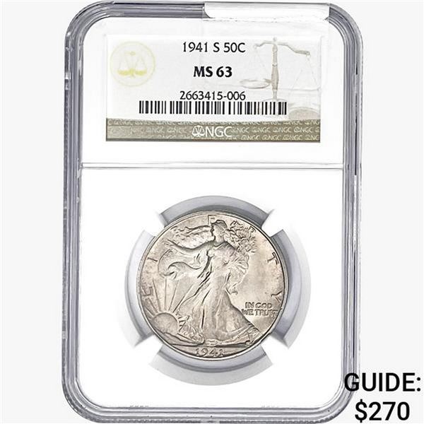 1941-S Walking Liberty Half Dollar NGC MS63
