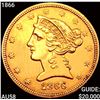 Image 1 : 1866 $5 Gold Half Eagle CHOICE AU