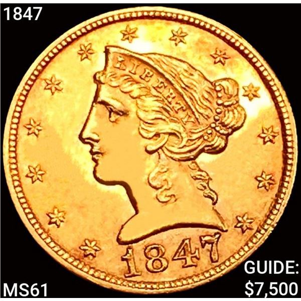 1847 $5 Gold Half Eagle UNCIRCULATED
