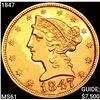 Image 1 : 1847 $5 Gold Half Eagle UNCIRCULATED