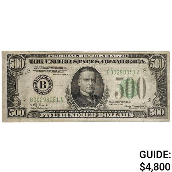 1934-A $500 FRN NEW YORK, NY VERY FINE+