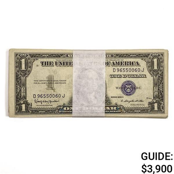 PACK OF (100) 1935-H $1 SILVER CERTIFICATES GEM UNC