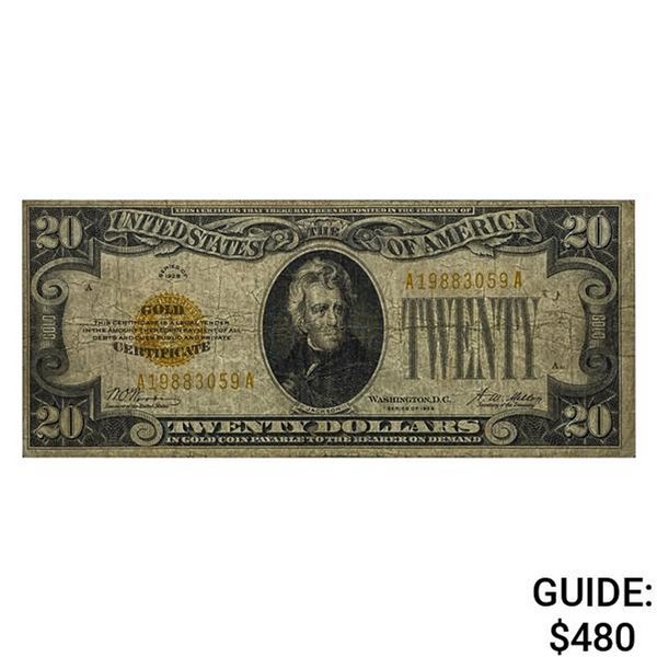 1928 $20 GOLD CERTIFICATE NOTEÂ
