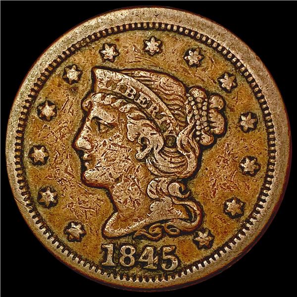 1845 Braided Hair Large Cent LIGHTLY CIRCULATED