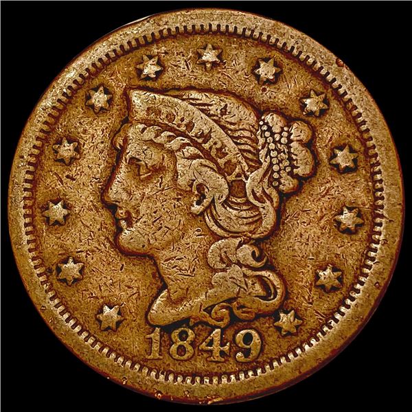 1849 Braided Hair Large Cent NICELY CIRCULATED