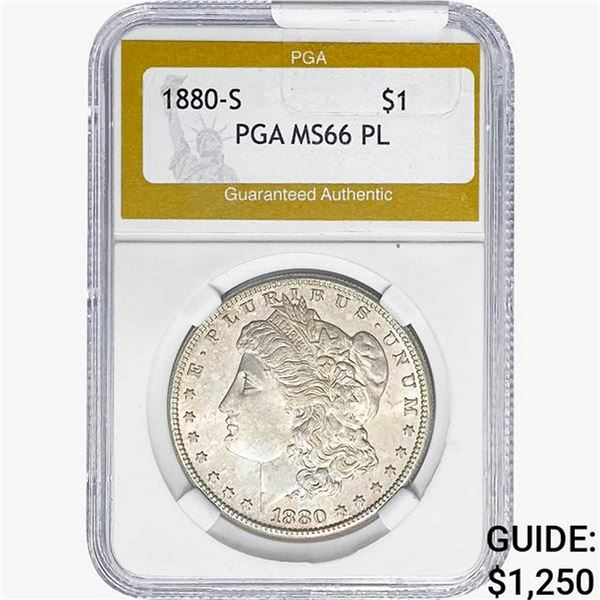 1880-S Morgan Silver Dollar PGA MS66 PL