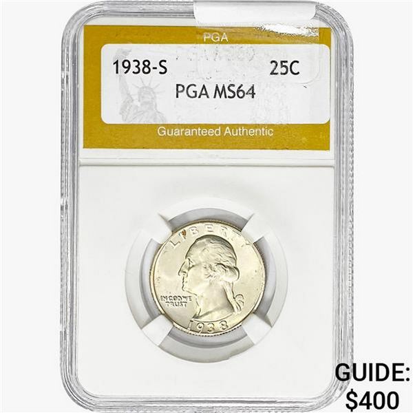 1938-S Washington Silver Quarter PGA MS64