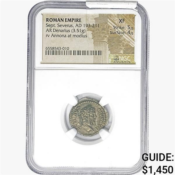 193-211 AD Roman Empire Sept. Severus NGC XF