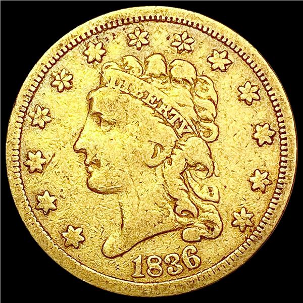 1836 $2.50 Gold Quarter Eagle LIGHTLY CIRCULATED