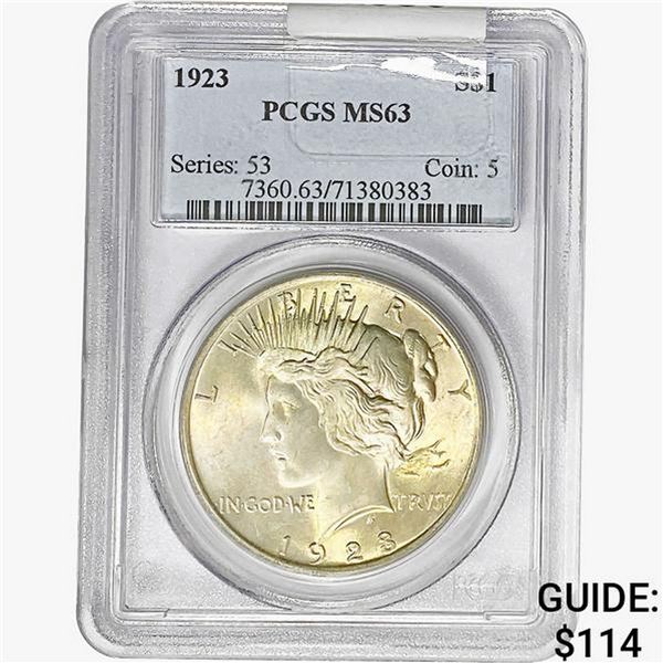 1923 Silver Peace Dollar PCGS MS63