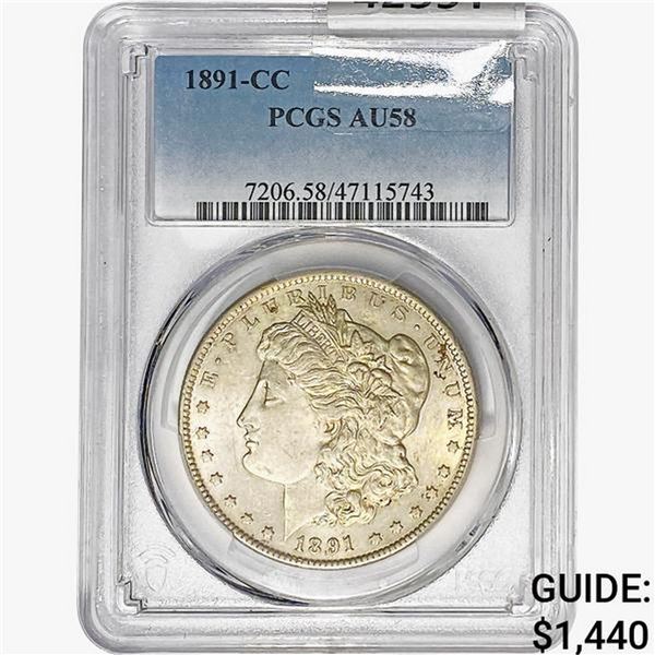1891-CC Morgan Silver Dollar PCGS AU58