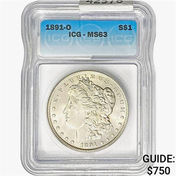 1891-O Morgan Silver Dollar ICG MS63