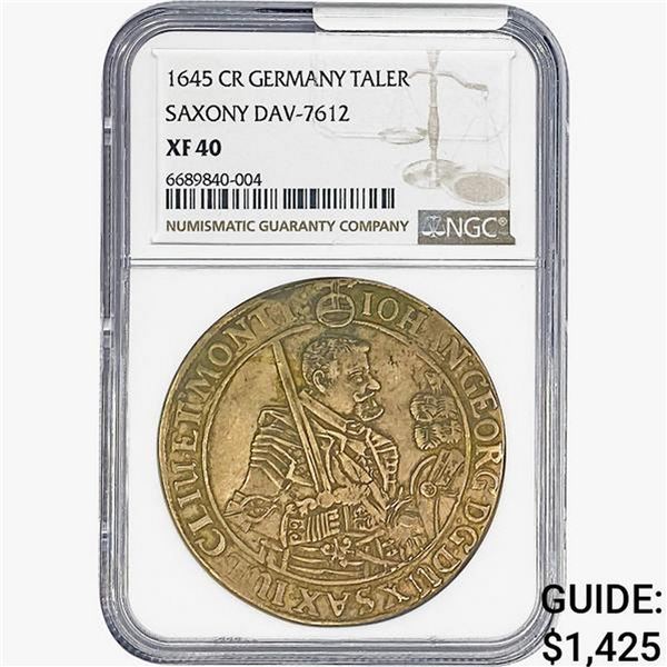 1645-CR Germany Taler Saxony NGC XF40