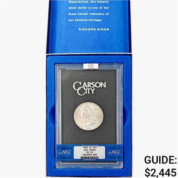 1885-CC Morgan Silver Dollar NGC MS63 GSA