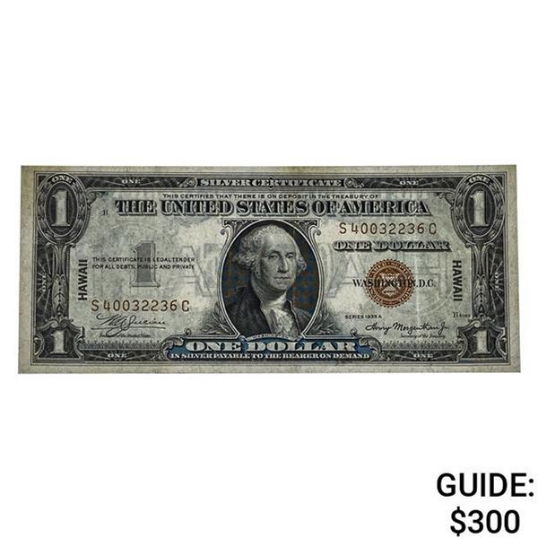 1935-A $1 "HAWAII" SILVER CERTIFICATE ABOUT UNC