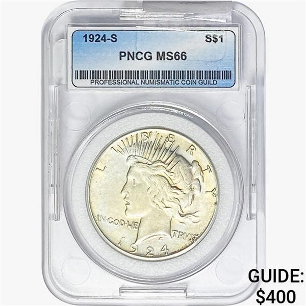 1924-S Silver Peace Dollar PNCG MS66