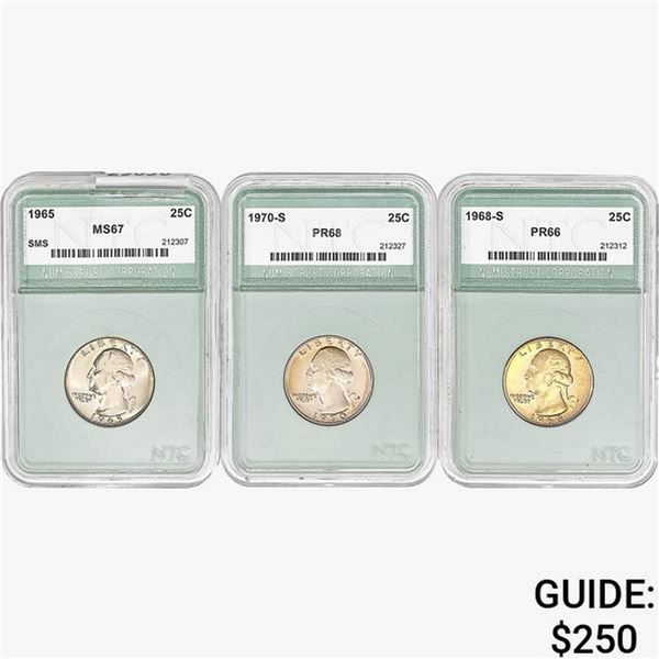 [3] 1965-1970 Washington Silver Quarter NTC MS/PR6
