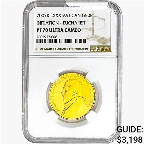 2007R 1/2oz Gold LXXX Vatican 50 Euro NGC PF70 UC