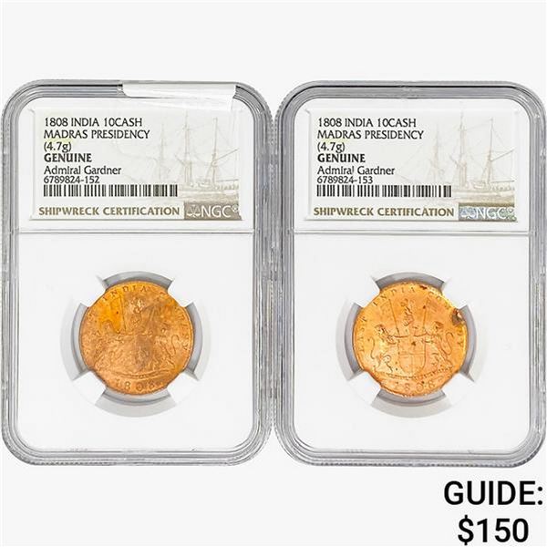 [2]1808 India 10Cash Madras Presidency NGC Genuine