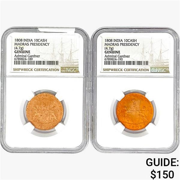 [2]1808 India 10Cash Madras Presidency NGC Genuine