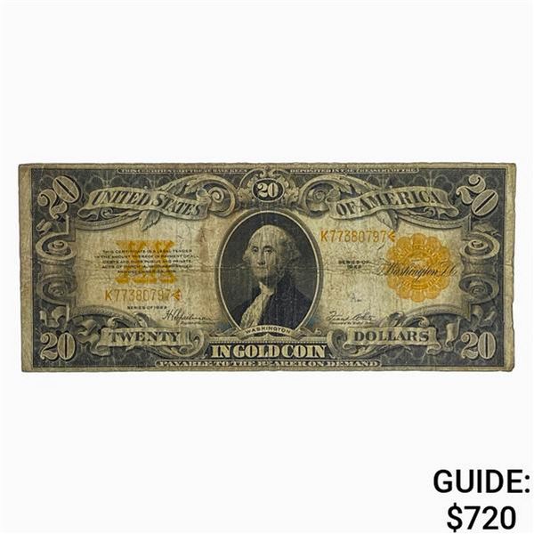 FR. 1187 1922 $20 GOLD CERTIFICATE NOTE