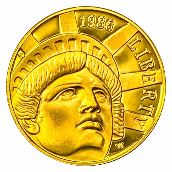 1986-W 0.242oz Gold $5 Statue of Liberty GEM PROOF