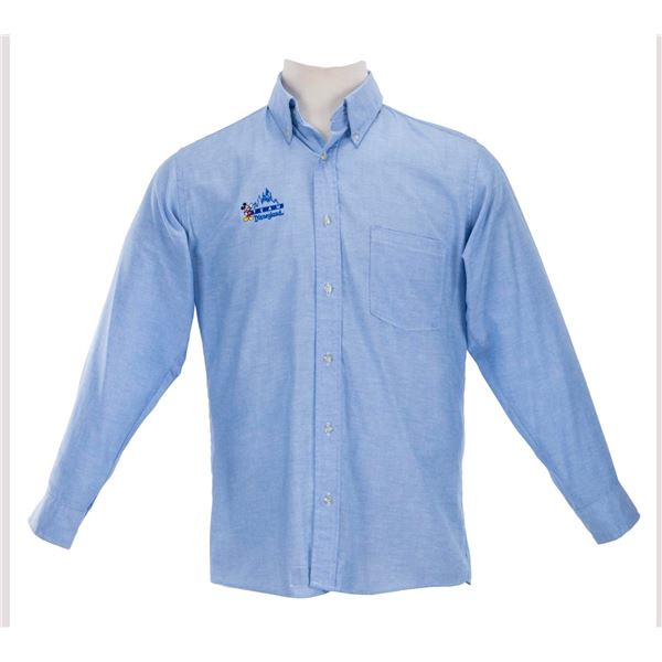 A Cast Member Team Disneyland Blue Button-Down Shirt.