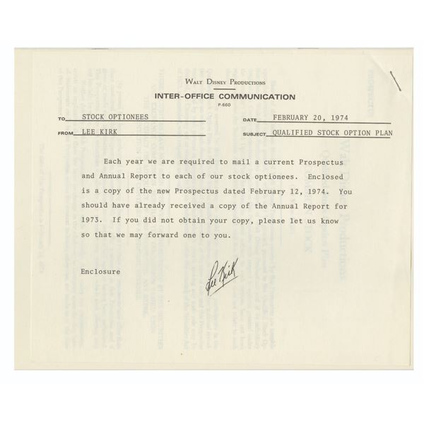 A Stock Options Prospectus Inter-Office Communication.