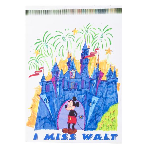 An "I Miss Walt" Crying Mickey Canvas Print.