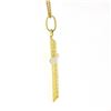 Image 4 : 14K Yellow Gold Cable Textured Puffed Cross Pendant w/ 16" Box Chain Necklace