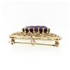 Image 6 : Vintage 14k Gold 13.0 ctw Oval Amethyst Black Enamel Open Work Pendant Pin Brooc