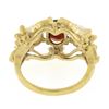 Image 6 : Vintage 10k Gold Oval Brilliant Cut Garnet & Cabochon Opal Accent Open Work Ring