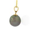 Image 5 : 14K Yellow Gold 11.5mm Tahitian Gray Pearl Solitaire Pendant 18 Chain Necklace