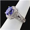 Image 2 : 3.72 ctw Tanzanite and 0.52 ctw Diamond 14K White Gold Ring