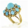 Image 9 : Vintage 14k Gold 0.52 ctw Cabochon Turquoise & Diamond Handmade Wire Work Ring