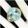 Image 8 : 14k Gold & Platinum 19.49 ctw Large GIA Aquamarine & Diamond Basket Weave Ring