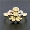 Image 2 : 18k Multi Tone Gold Detailed Polished Finish Multicolor Buttercup Flower Ring