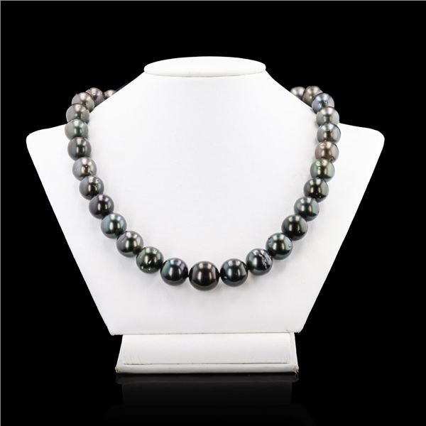12MM to 15MM Tahitian Cultured Pearl Necklace with 14K White Gold Clasp