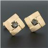 Image 4 : Vintage 14K Gold Brown Star Sapphire Infinity Square Florentine Finish Cufflinks