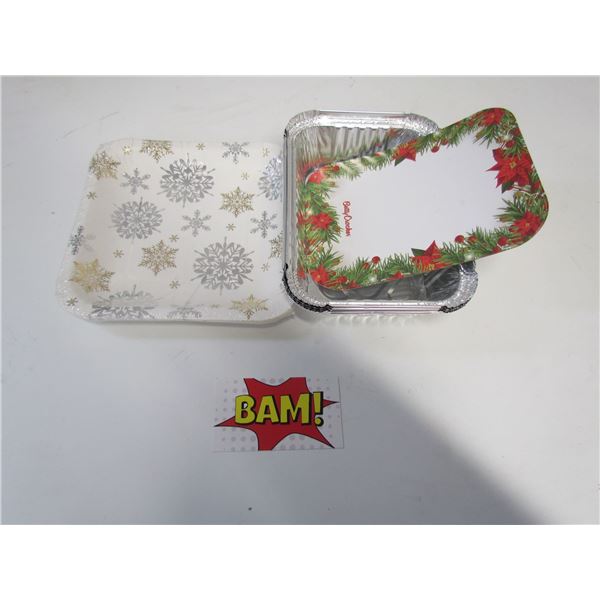 4 pc Tinfoil Food Trays 8 Paper Plates