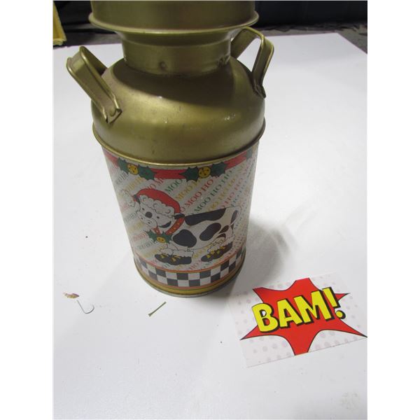 Vintage Christmas Milk Can W/ Cow