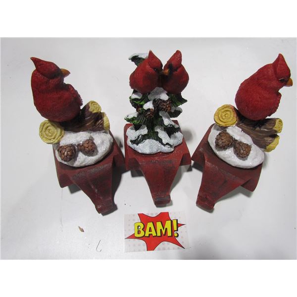 3Pc Bird Coat Hooks