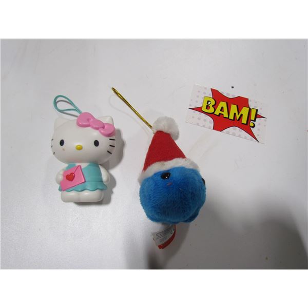 Hello Kitty /Blue Microbe Ornaments