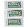 Image 1 : 1954 Canadian 1 Dollar Bills; Consecutive Serial #'s