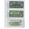 Image 1 : 1937, 1954, 1973 Canadian One Dollar Bills