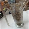 Image 2 : Large blown glass vase, chip on bottom - 15"H